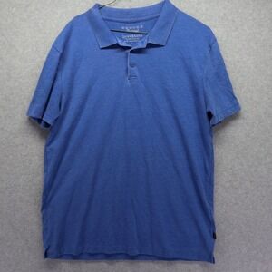 Lucky Brand Polo Shirt Mens Large Venice Burnout Golf Casual Blue Short Sleeve